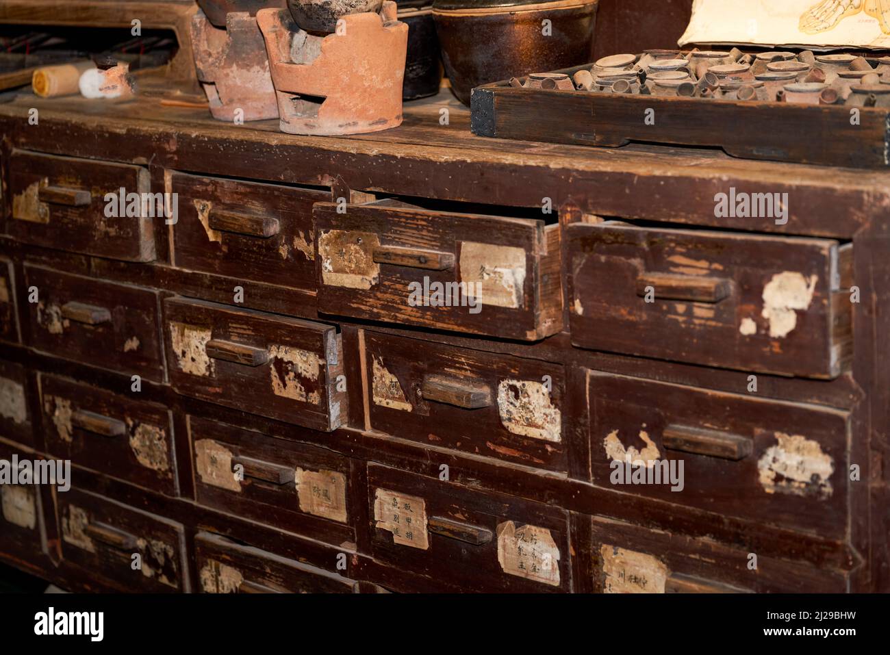 Herbal medicine and Chinese medicine pot in a Chinese herbal
