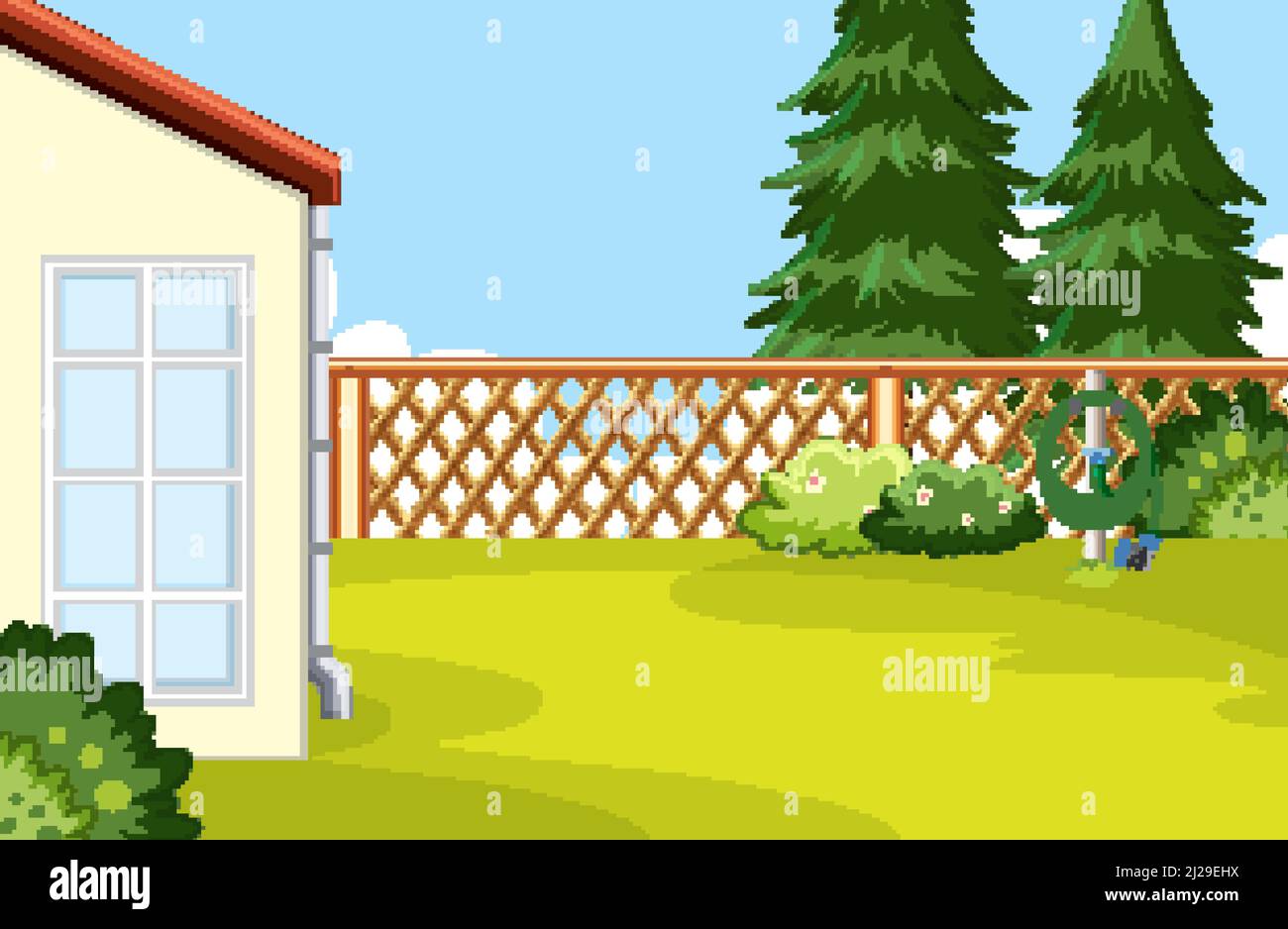 Scene of backyard with a fence illustration Stock Vector Image & Art