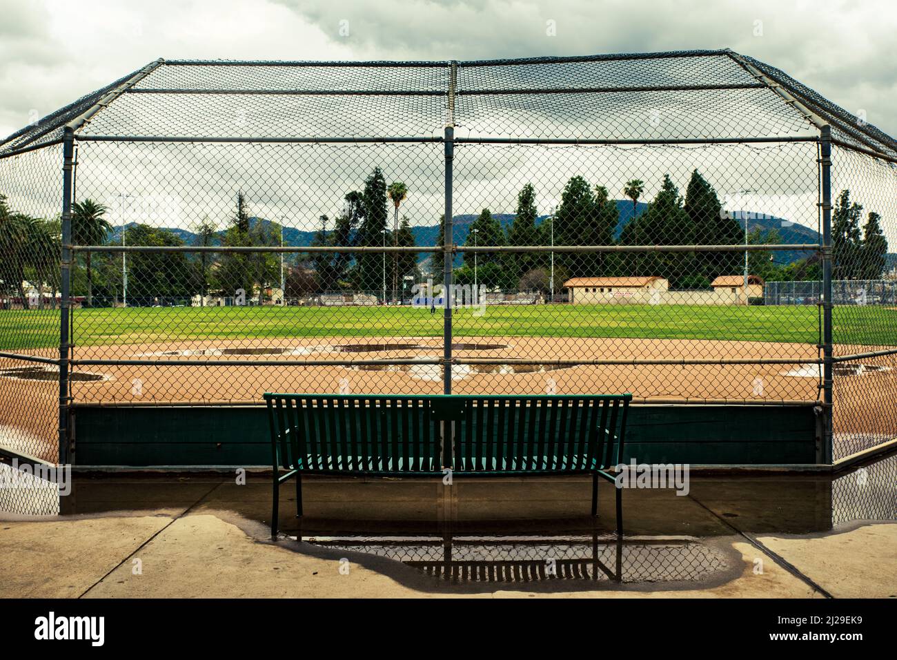 Wet baseball field after a rain storm Stock Photo Alamy