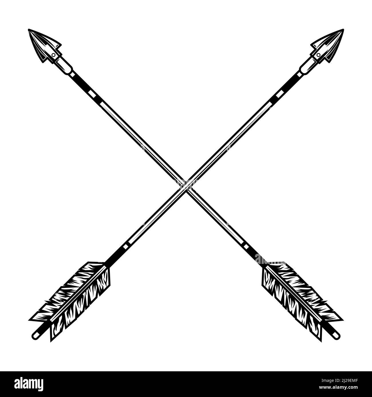 Crossed arrows vector illustration. Medieval weapon, war or battle  accessory. History or fight concept for tattoo or archery club emblem  templates Stock Vector Image & Art - Alamy