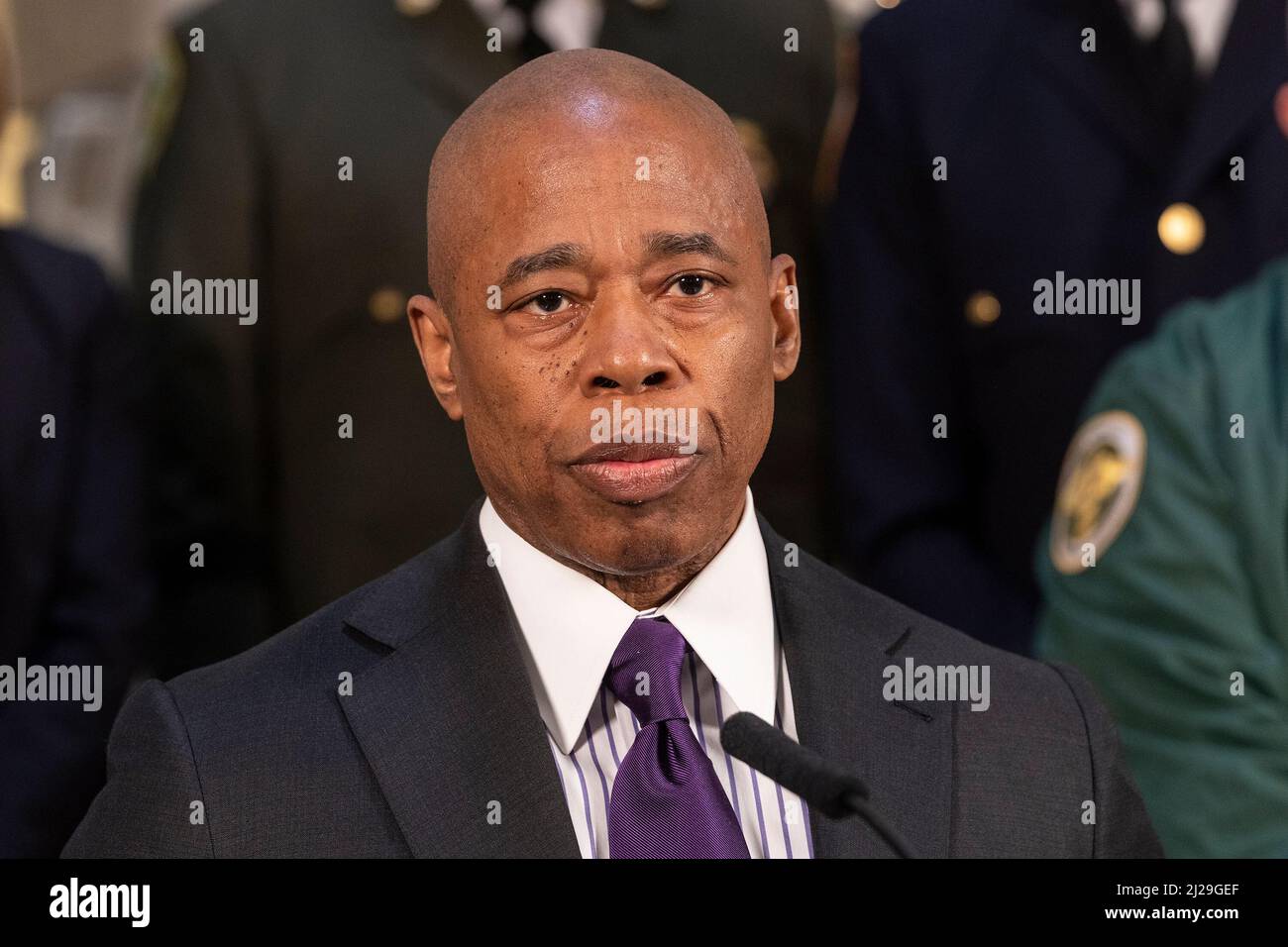 New York, NY - March 30, 2022: Mayor Eric Adams makes Social Services ...