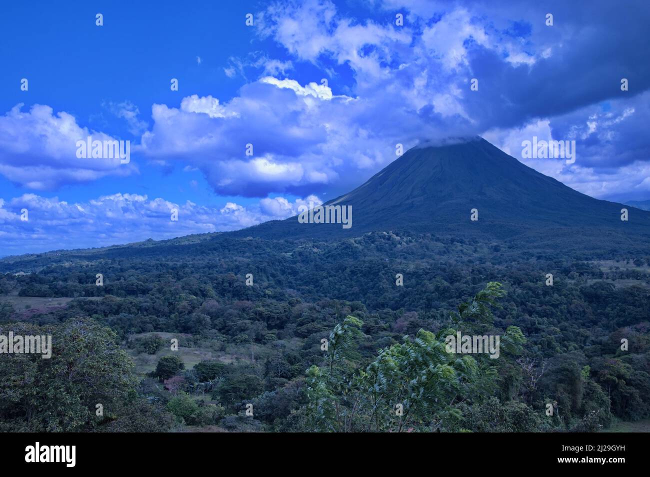 Scenic view of Arenal volcano in Costa Rica Stock Photo