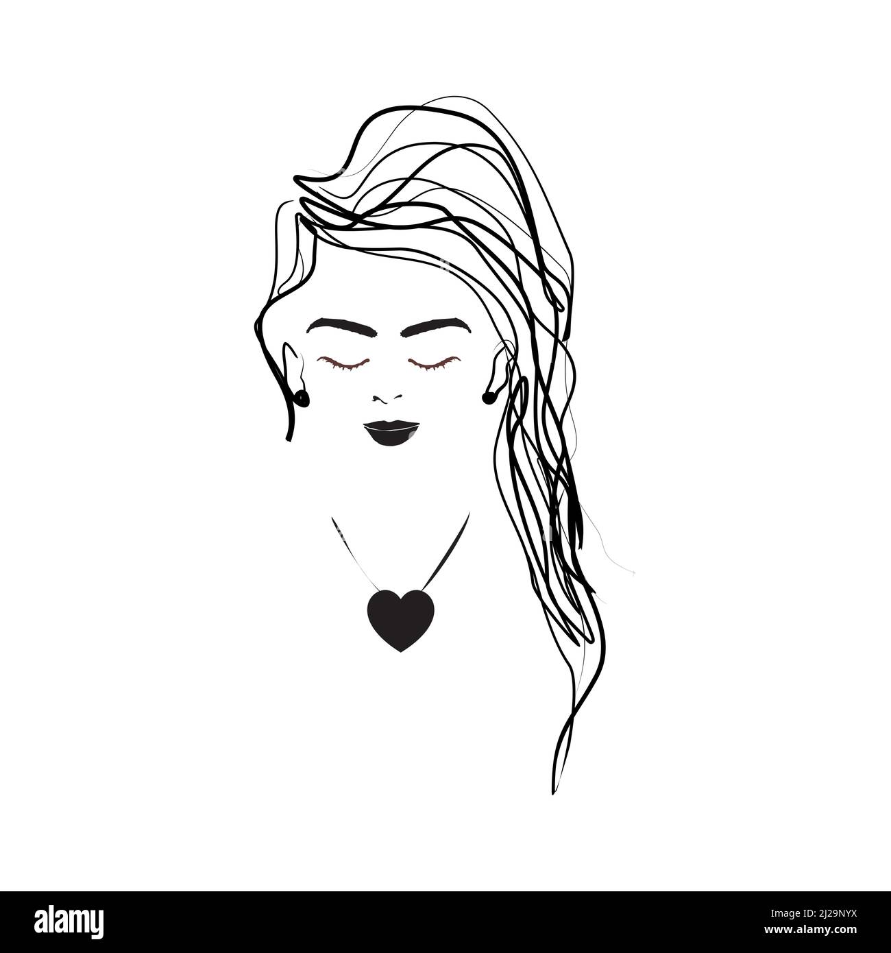 Free Hand Drawing Sketch Of A Beautiful Woman'S Face. Vector Illustration  Stock Vector Image & Art - Alamy