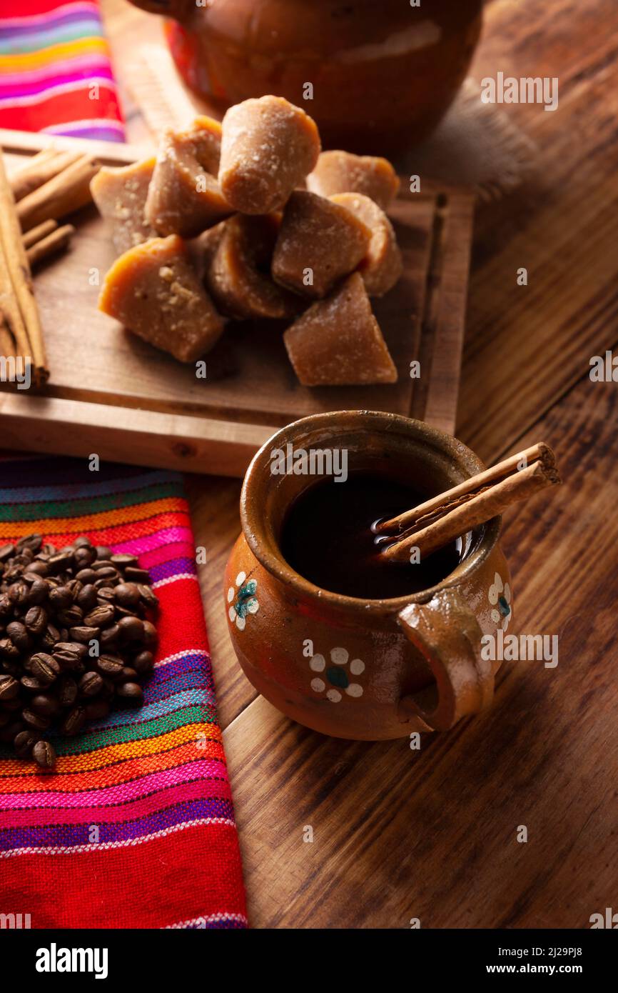 Cafe De Olla Traditional Mexican Coffee And Basic Ingredients For Its Preparation Coffee