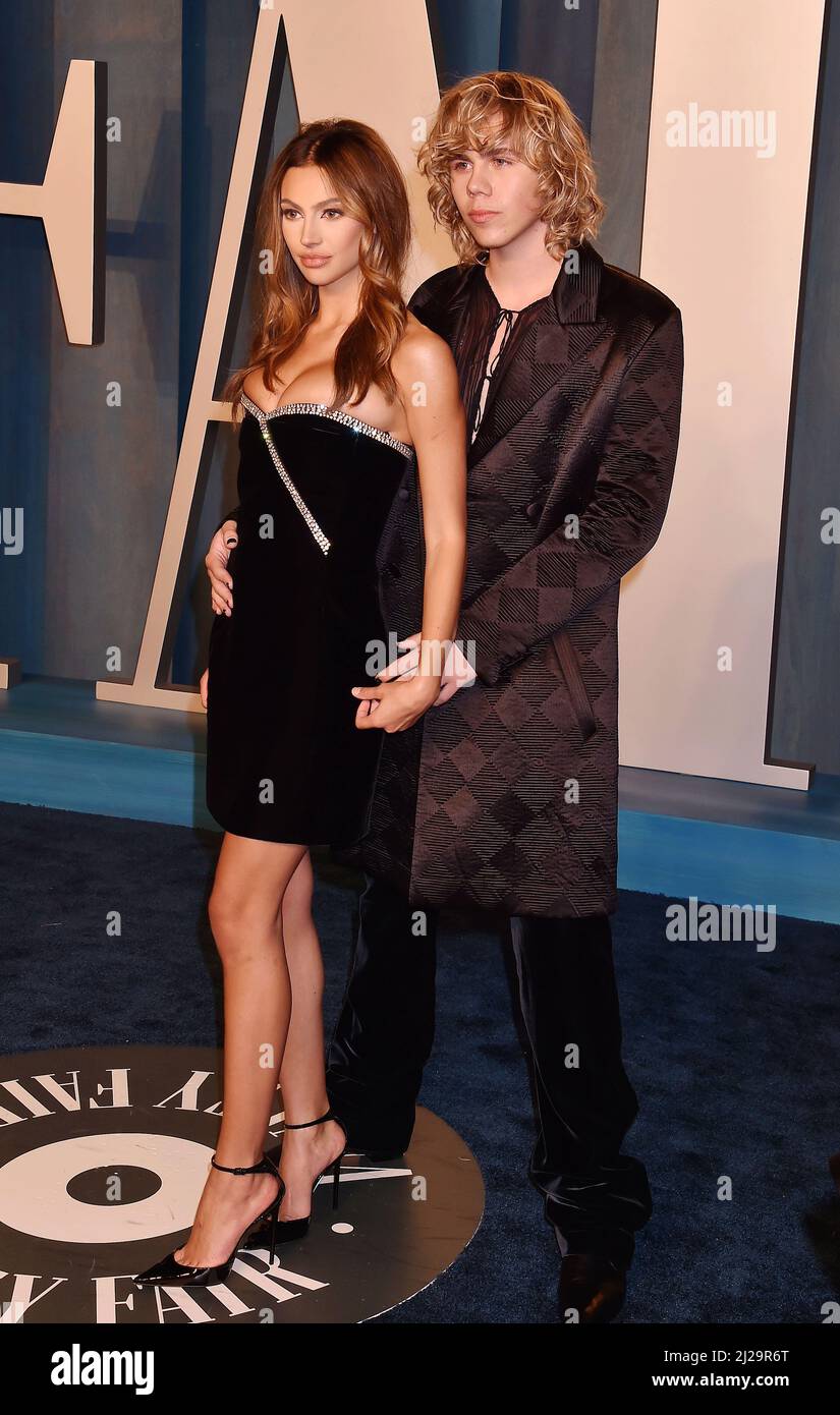 BEVERLY HILLS, CA - MARCH 27: (L-R) Katarina Deme and The Kid LAROI