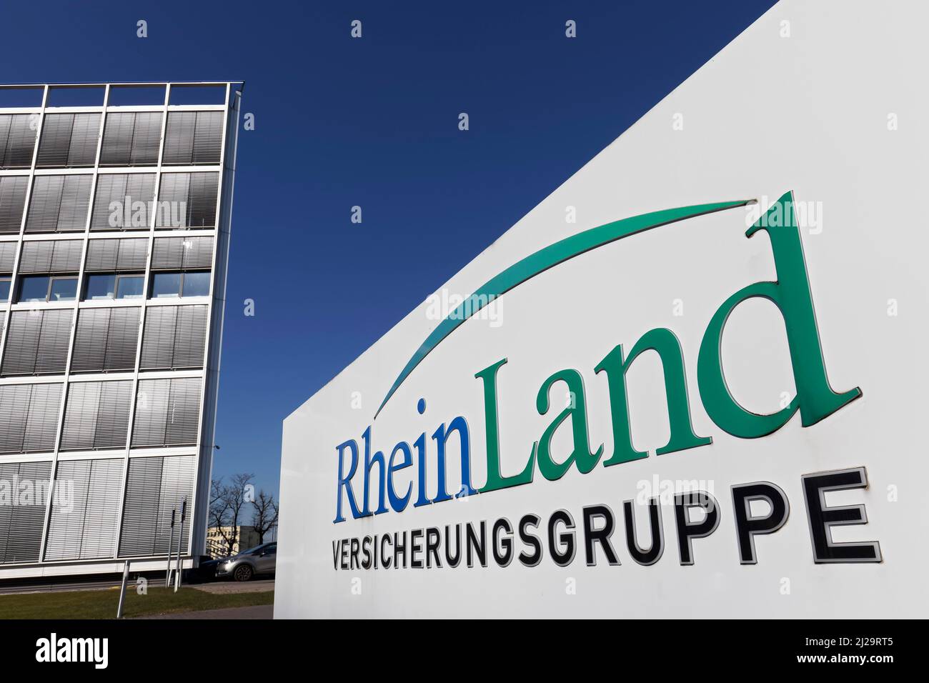 Rheinland Insurance Group, insurance, logo at company headquarters, Neuss, North Rhine-Westphalia, Germany Stock Photo