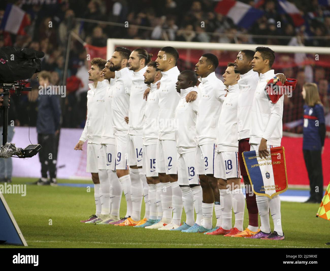 Team France poses before the International Friendly football match between France and South Africa on March 29, 2022 at Stade Pierre Mauroy in Villeneuve-d'Ascq near Lille, France - Photo: Jean Catuffe/DPPI/LiveMedia Stock Photo