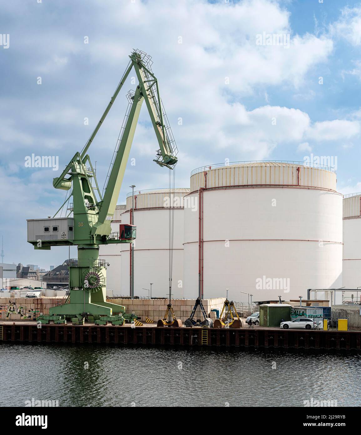 Tank farm for mineral oil at Westhafen in Berlin, Germany Stock Photo ...