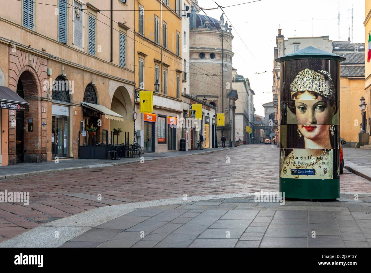 Advertising column in Parma, Italy Stock Photo - Alamy