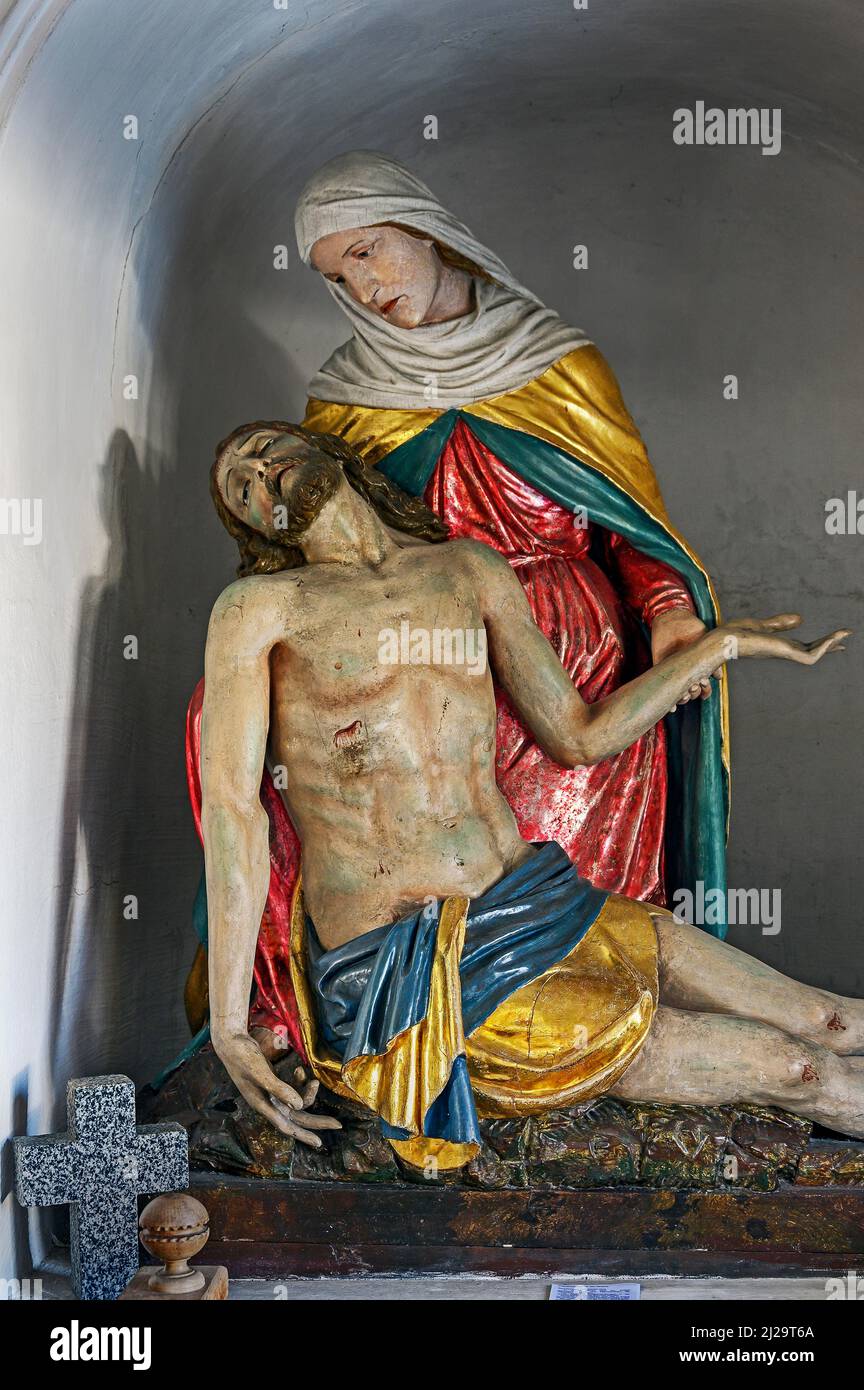 Deposition from the Cross and Sorrow of the Mother of God, St. Afra Catholic Parish Church, Betzigau, Allgaeu, Bavaria, Germany Stock Photo