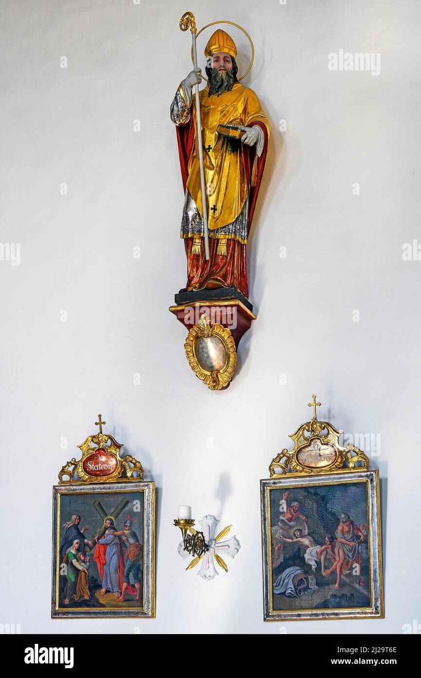 Bishop figure, St. Afra Catholic Parish Church, Betzigau, Allgaeu, Bavaria, Germany Stock Photo
