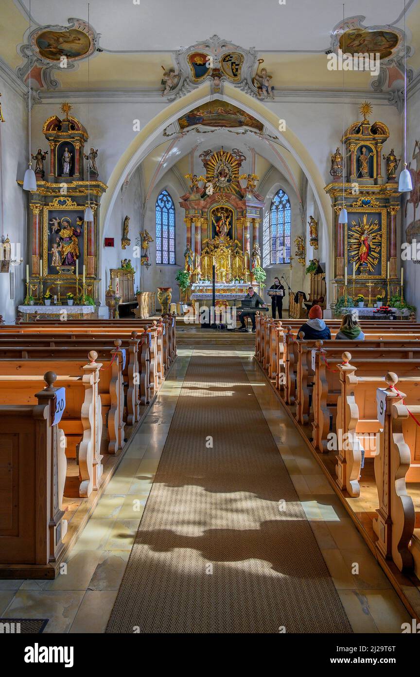 St. Afra Catholic Parish Church, Betzigau, Allgaeu, Bavaria, Germany Stock Photo