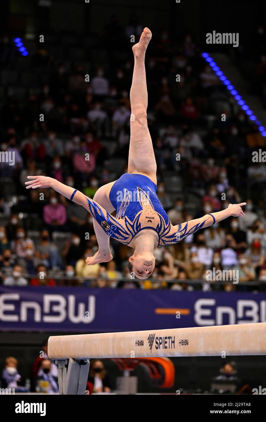 Lea QUAAS (GER) Balance beam, Gymnastics, DTB Cup, Porsche Arena, Stuttgart, Baden-Wuerttemberg, Germany Stock Photo