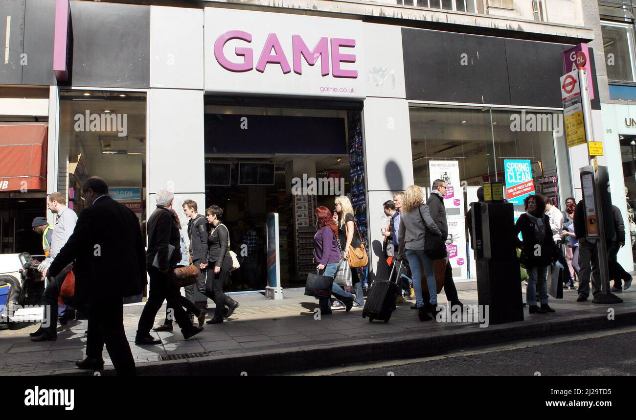 File photo dated 26/03/12 of A general view of the Game shop on Oxford Street, London, as people in the UK spent a record amount on video games in 2021, beating the previous high set during the first lockdown of the Covid-19 pandemic, new figures show. Stock Photo