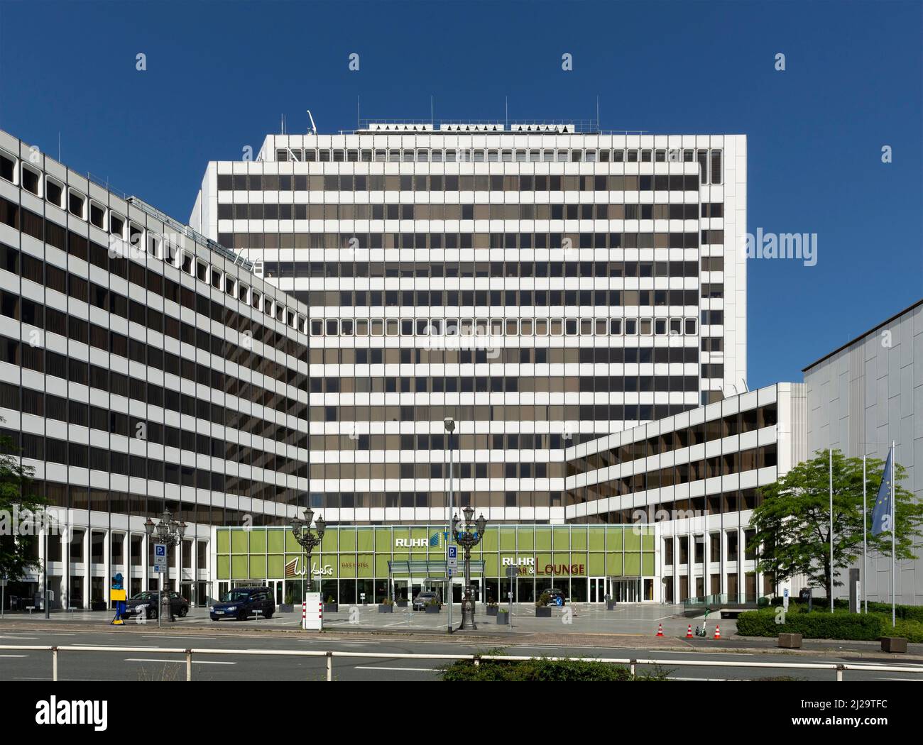 Former E. ON Ruhrgas headquarters, now Ruhrturm office building with hotel and conference centre, Essen, Ruhr region, North Rhine-Westphalia, Germany Stock Photo