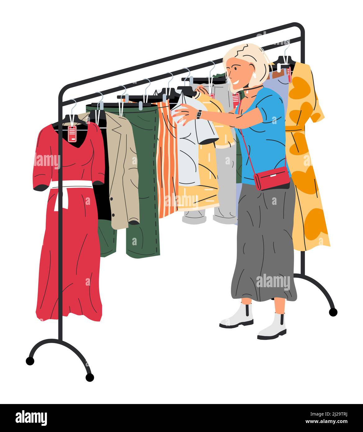 Woman Near Rack with Clothes Stock Vector Image & Art - Alamy