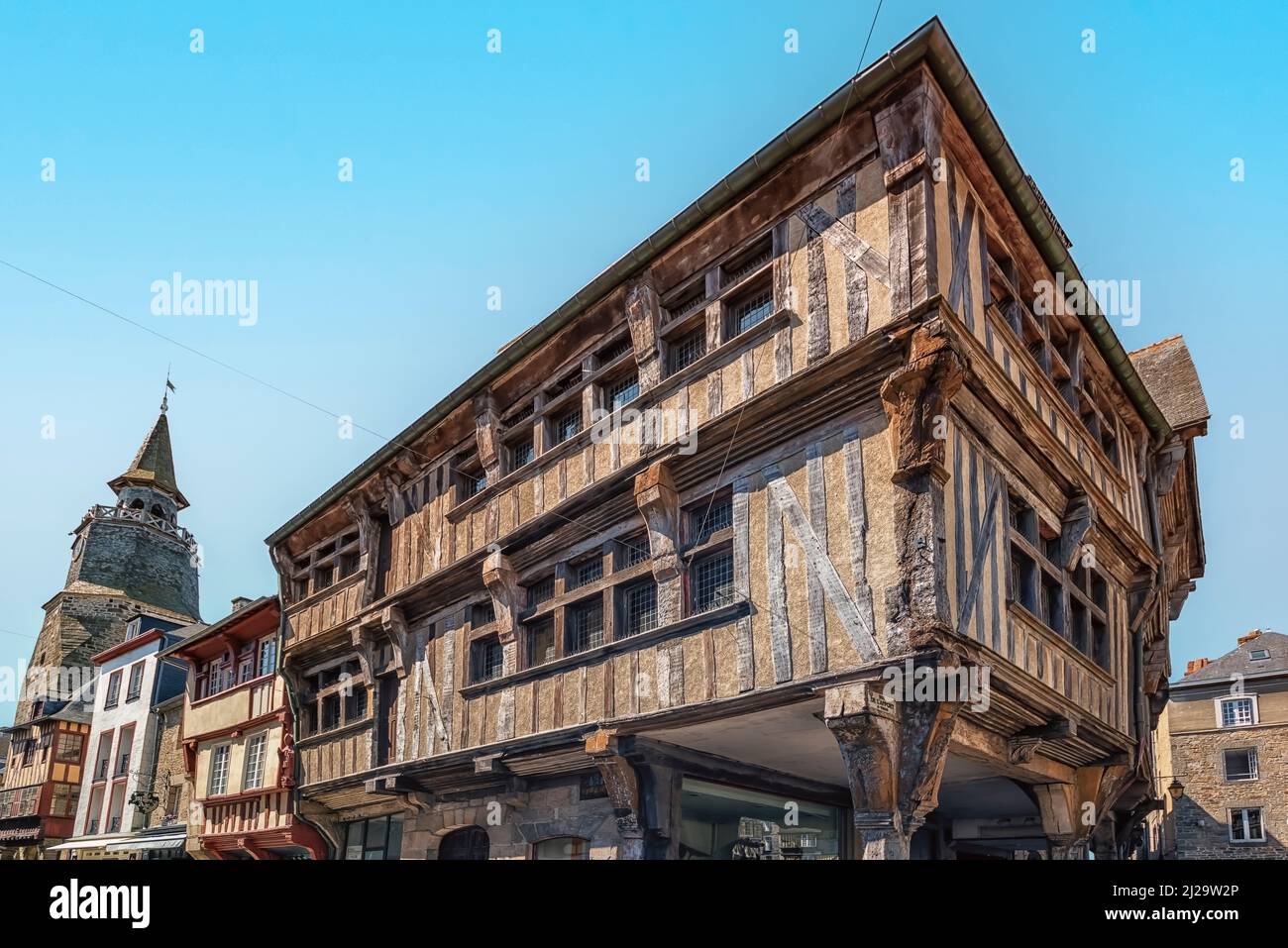 Medieval architecture in the town of Dinan, France Stock Photo