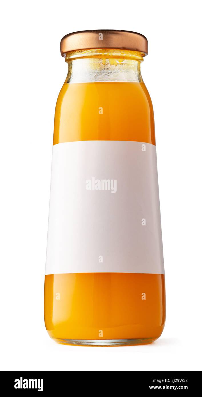 Orange juice glass bottle isolated on white background Stock Photo Alamy