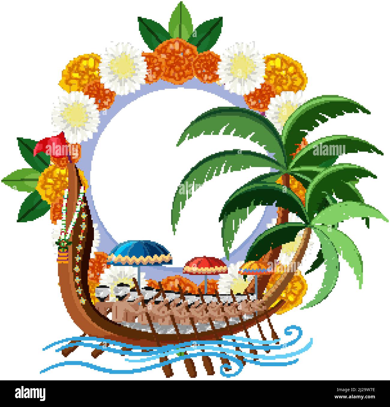 Indian theme with people rowing boat illustration Stock Vector Image & Art Alamy