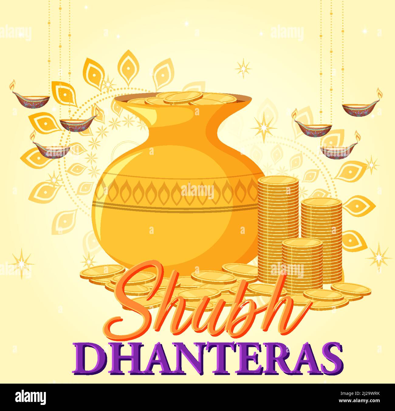 Hindu Shubh Dhanteras day icon illustration Stock Vector Image & Art ...