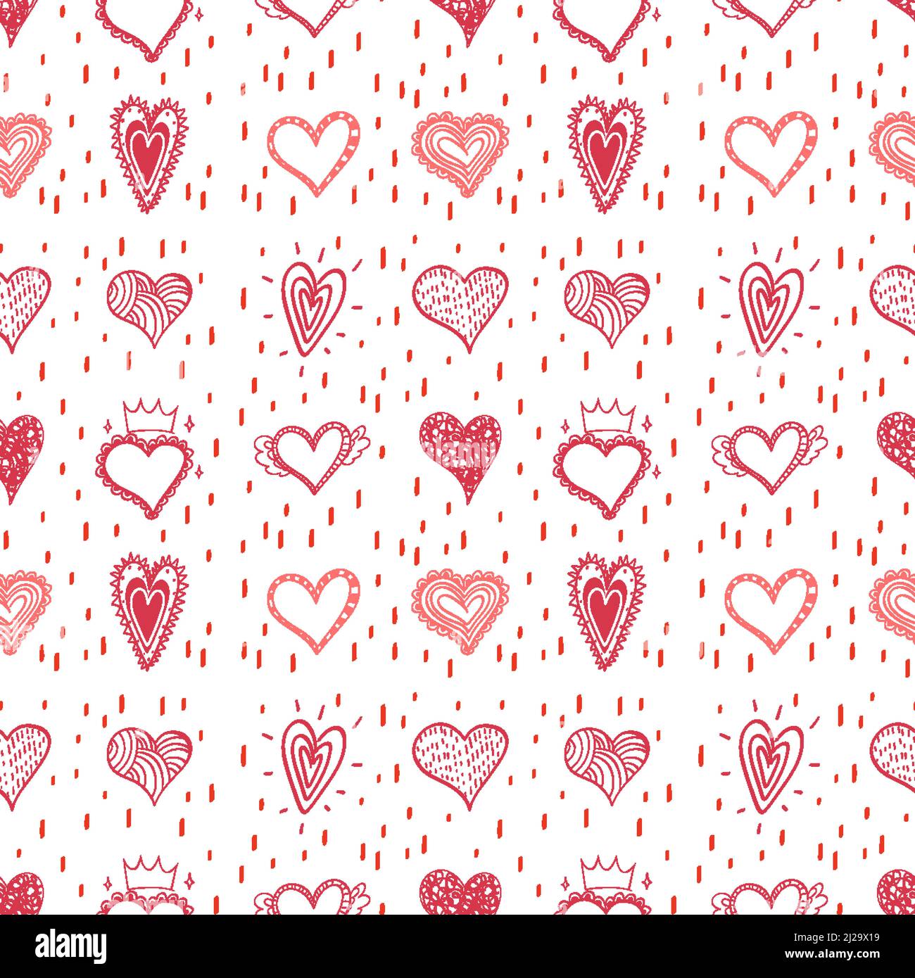 Seamless red doodle heart pattern illustration Stock Vector Image & Art ...