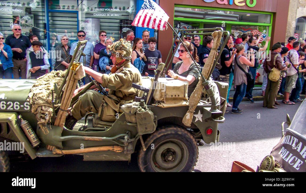 SAINTE MERE L'EGLISE, FRANCE - JUNE 6, 2019. Celebration of the D-DAY ...