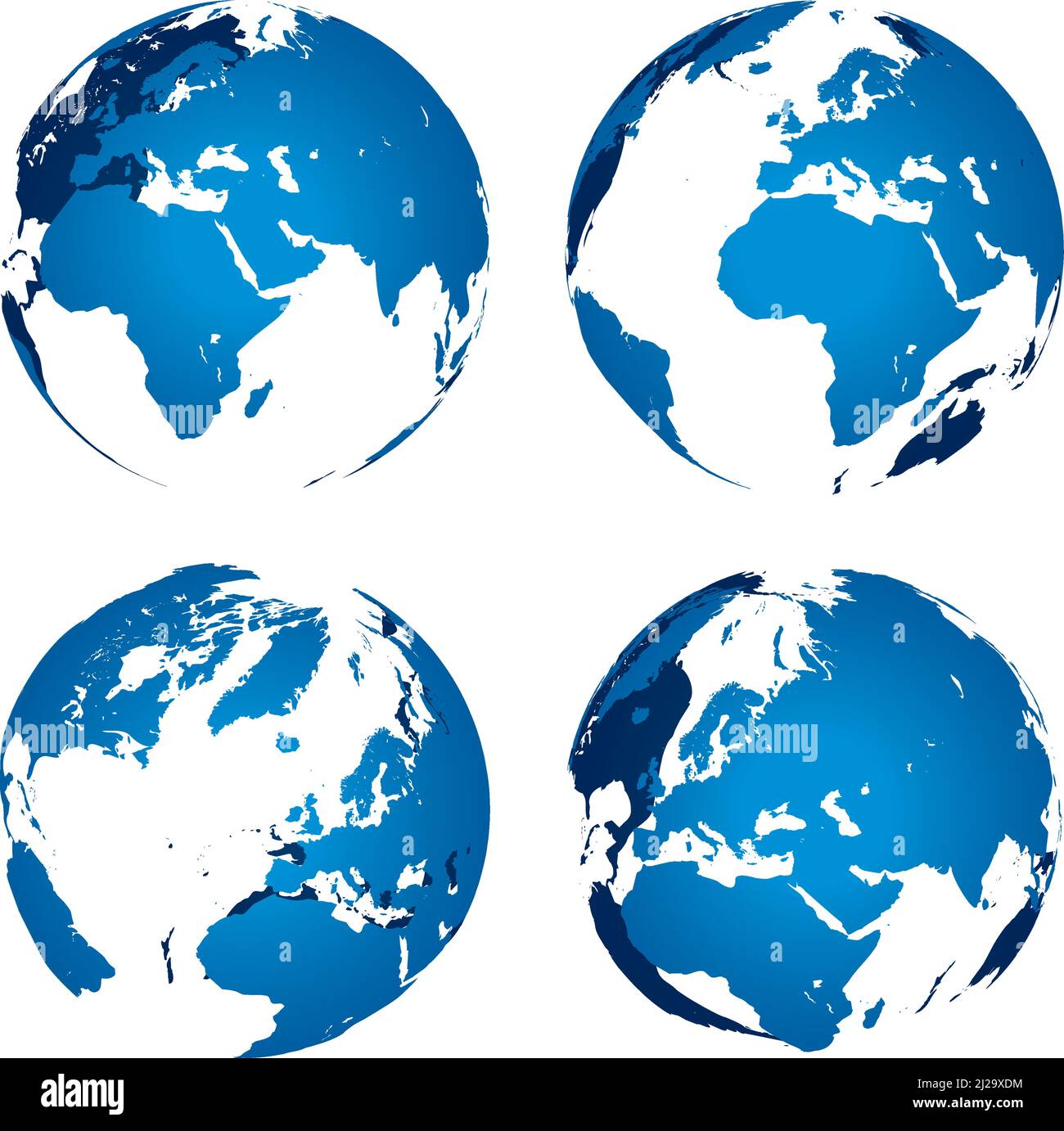Blue earth globe isolated on white background Stock Vector
