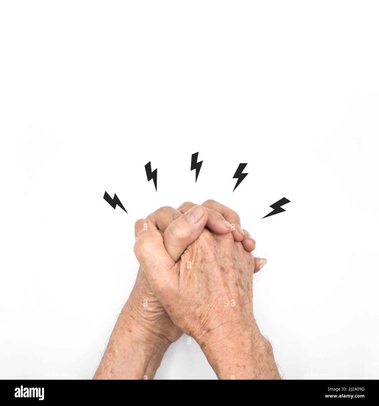 Tingling and numbness in fingers of Asian old man with diabetes. Finger