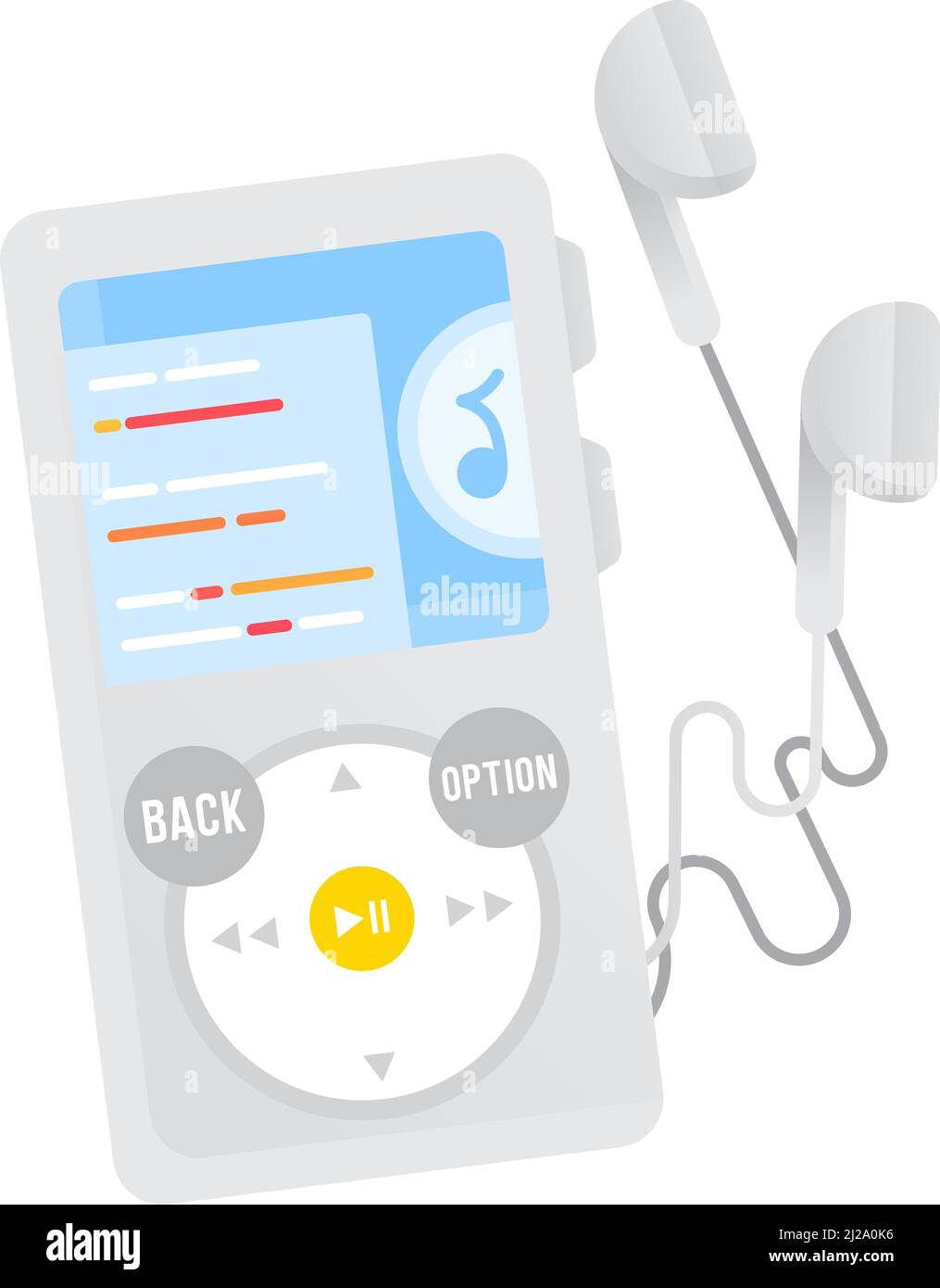 Mp3 music player with earphones icon vector. Portable mediaplayer with ...