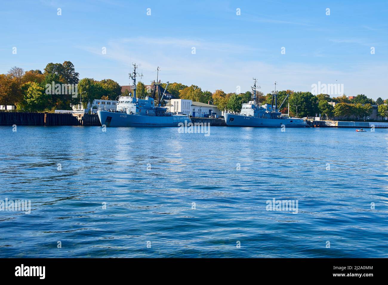 German Navy diver boat in the harbour of Neustadt, Baltic Sea, Germany Stock Photo