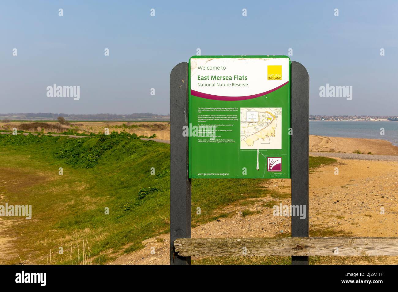 Natural England information sign, East Mersea Flats, Mersea Island