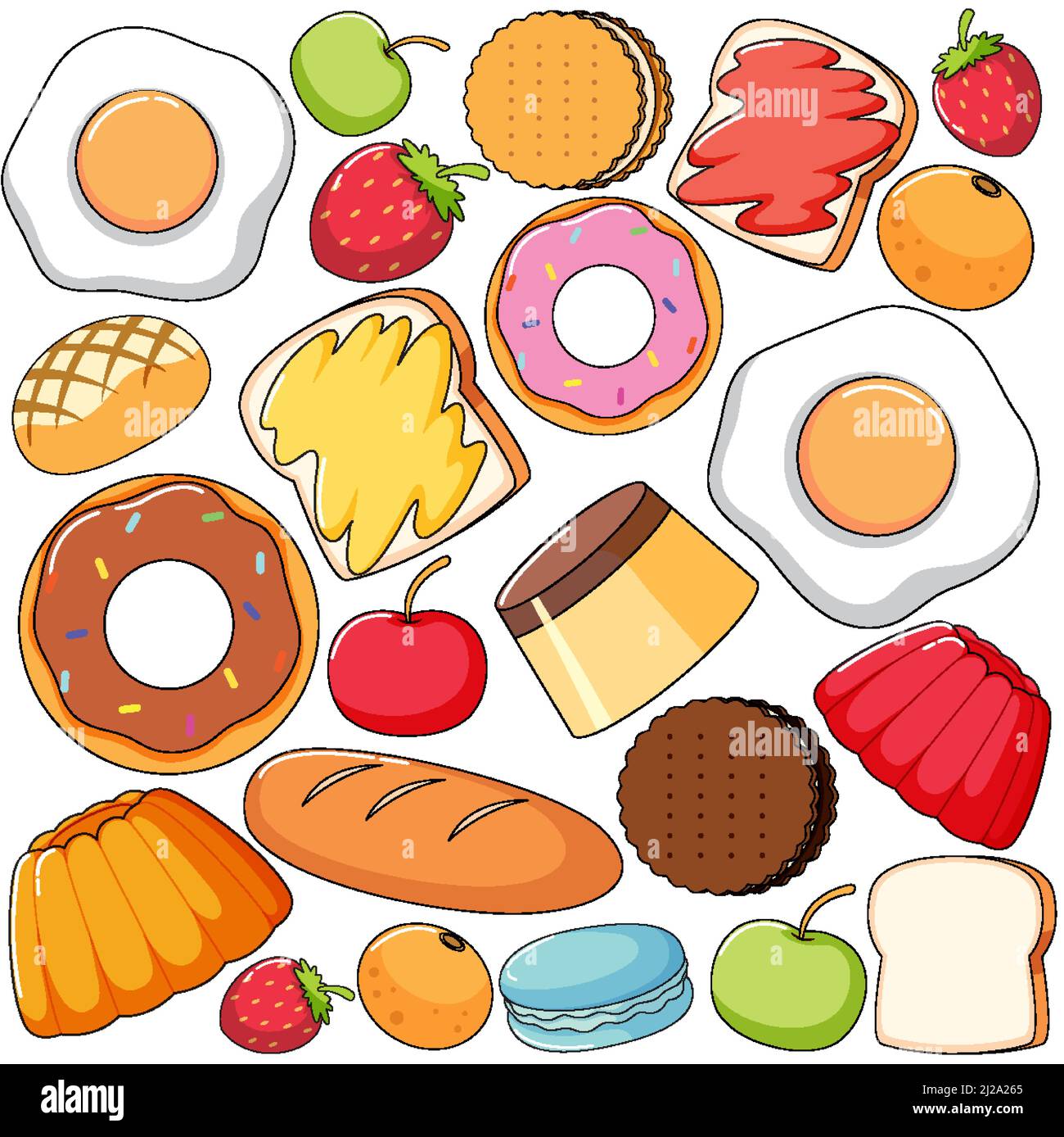 Seamless background design with many desserts illustration Stock Vector