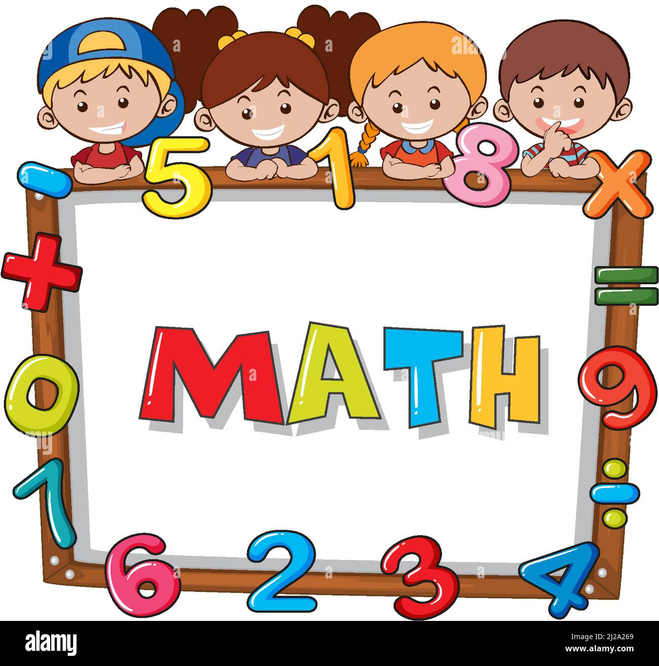 Math word on board with cartoon kids illustration Stock Vector Image ...