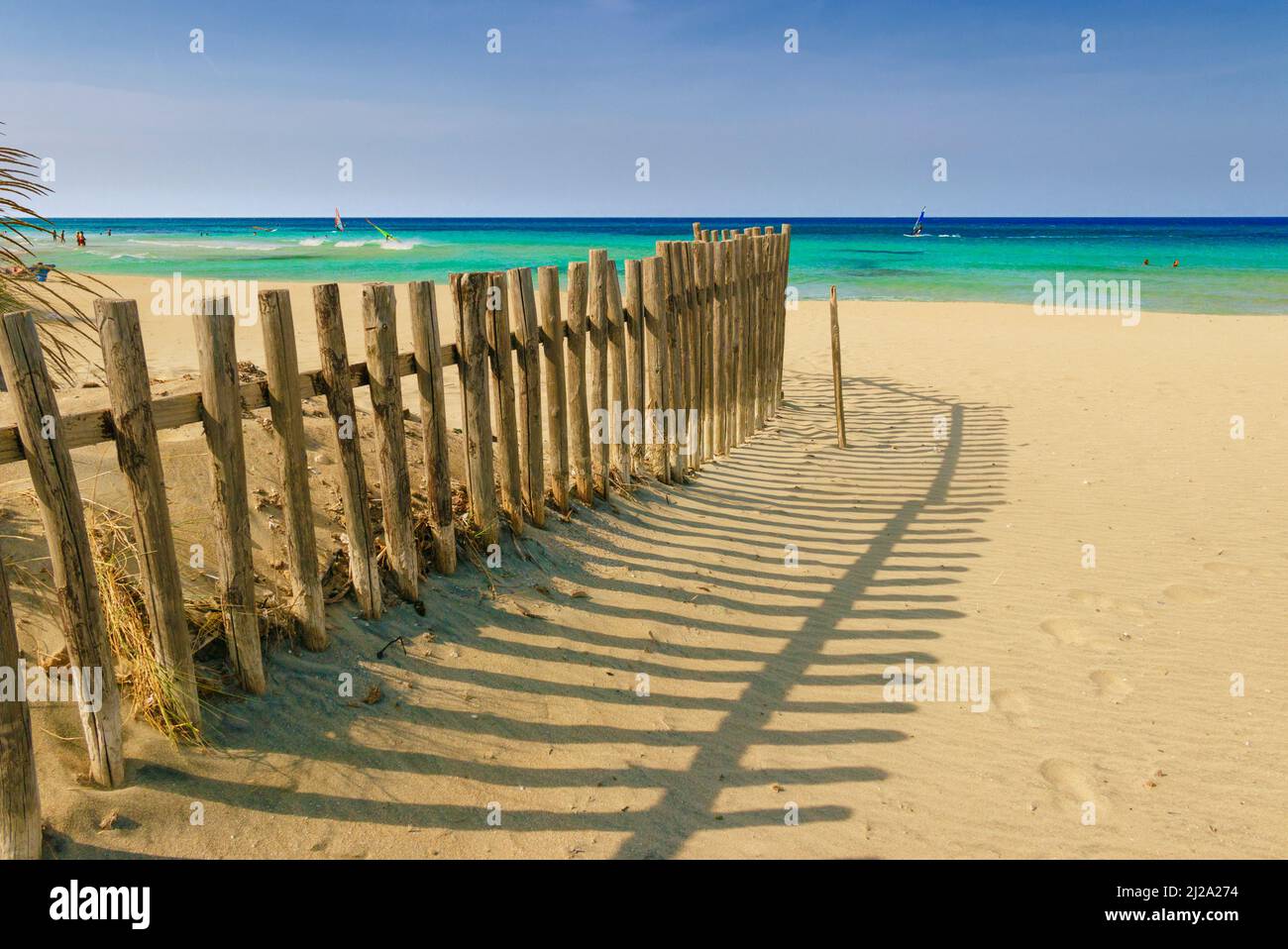 Summertime.The Regional Natural Park Dune Costiere (Torre Canne): fence between sea dunes. (Apulia)-ITALY- Stock Photo