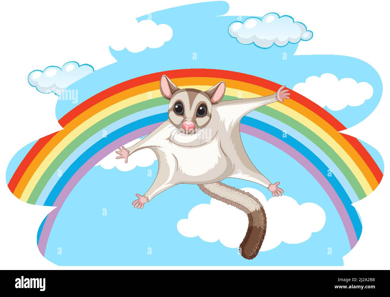 Sugar glider flying in the sky illustration Stock Vector