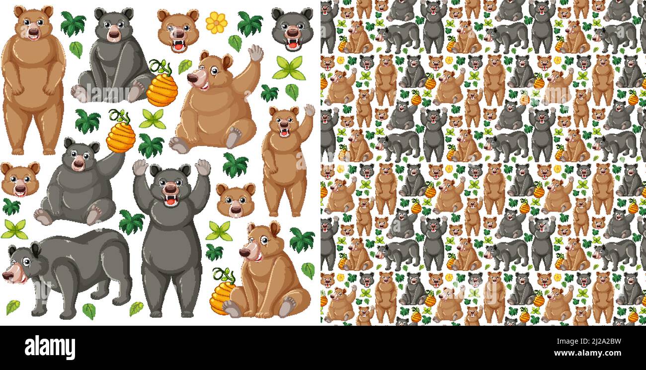 Cute animals cartoon seamless background illustration Stock Vector ...