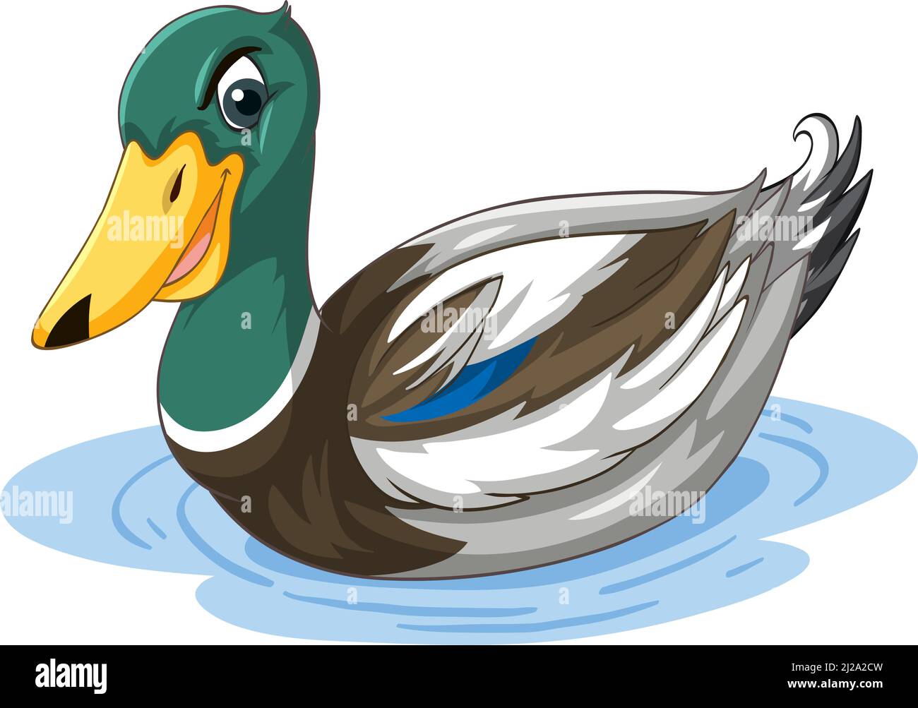 Duck with green head cartoon character illustration Stock Vector
