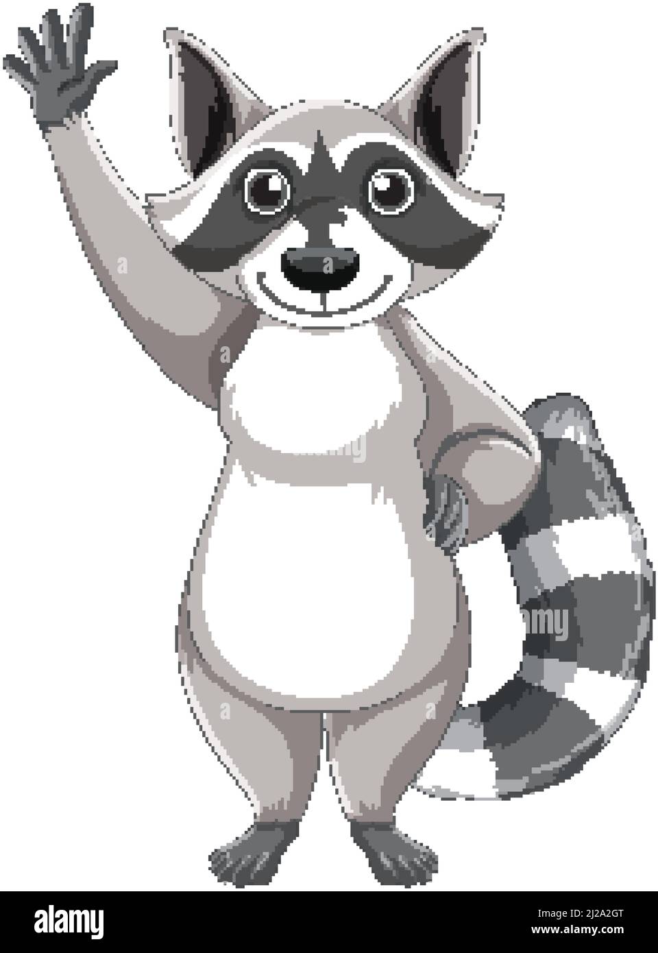 Cute cartoon raccoon standing on white background illustration Stock ...