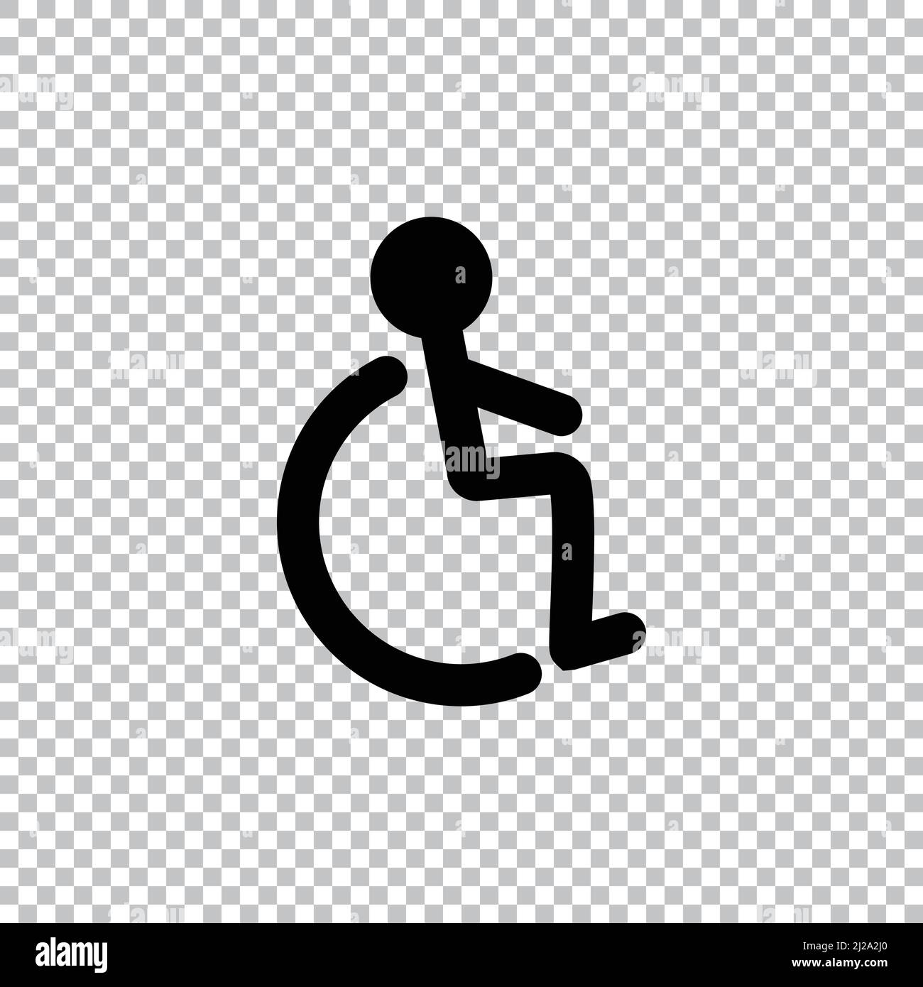 Silhouette icon of a wheelchair isolated on a transparent background. Editable vector. Stock Vector