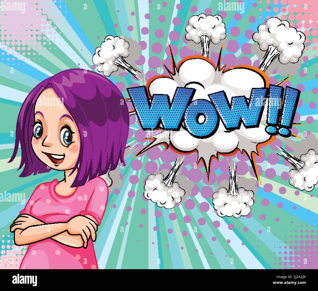 Abbreviation and facial expression retro comic banner design