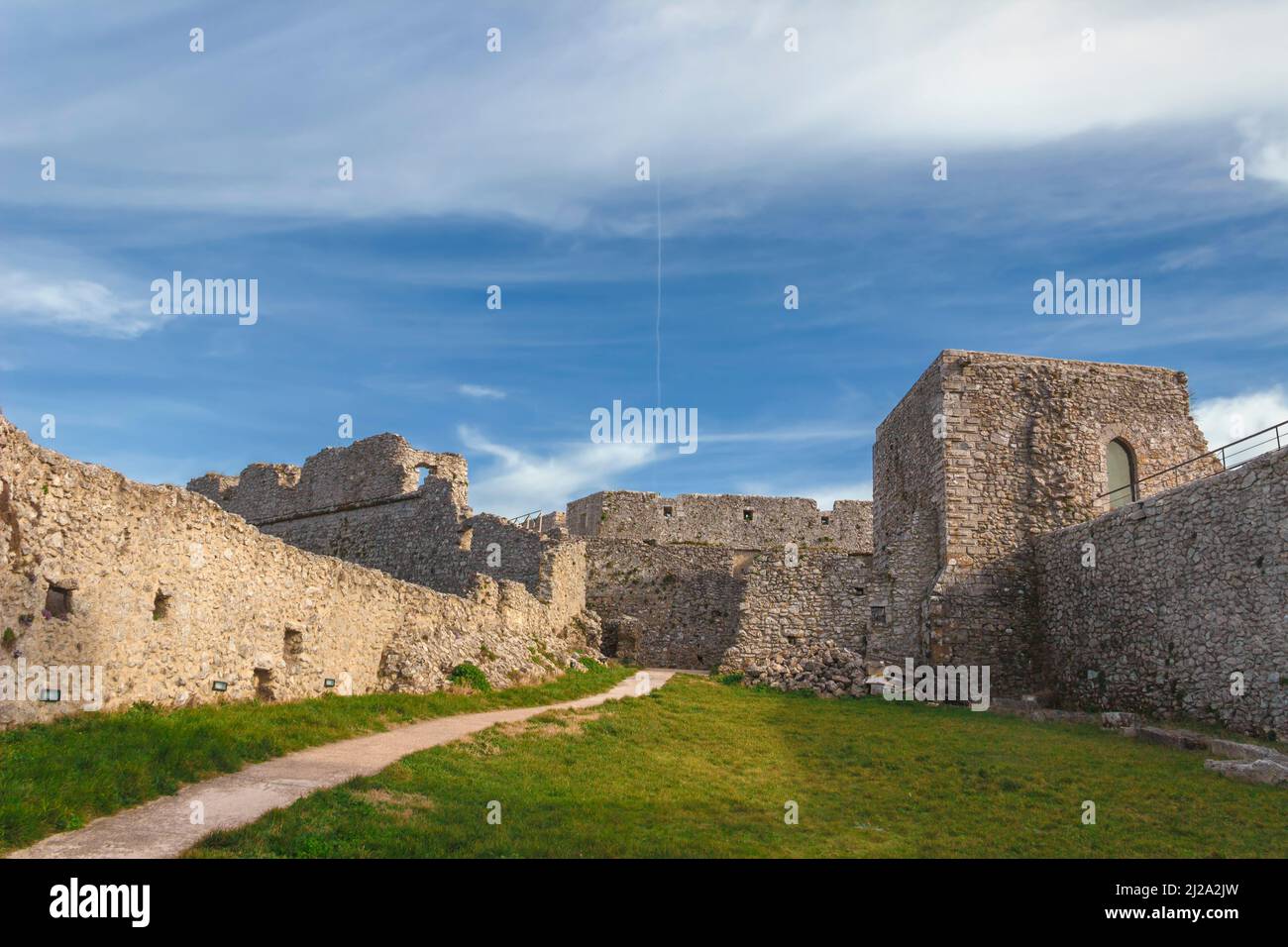 View of the Monte Sant'Angelo Castle.It is an architecture in the Apulian city of Monte Sant'Angelo, Italy. Stock Photo