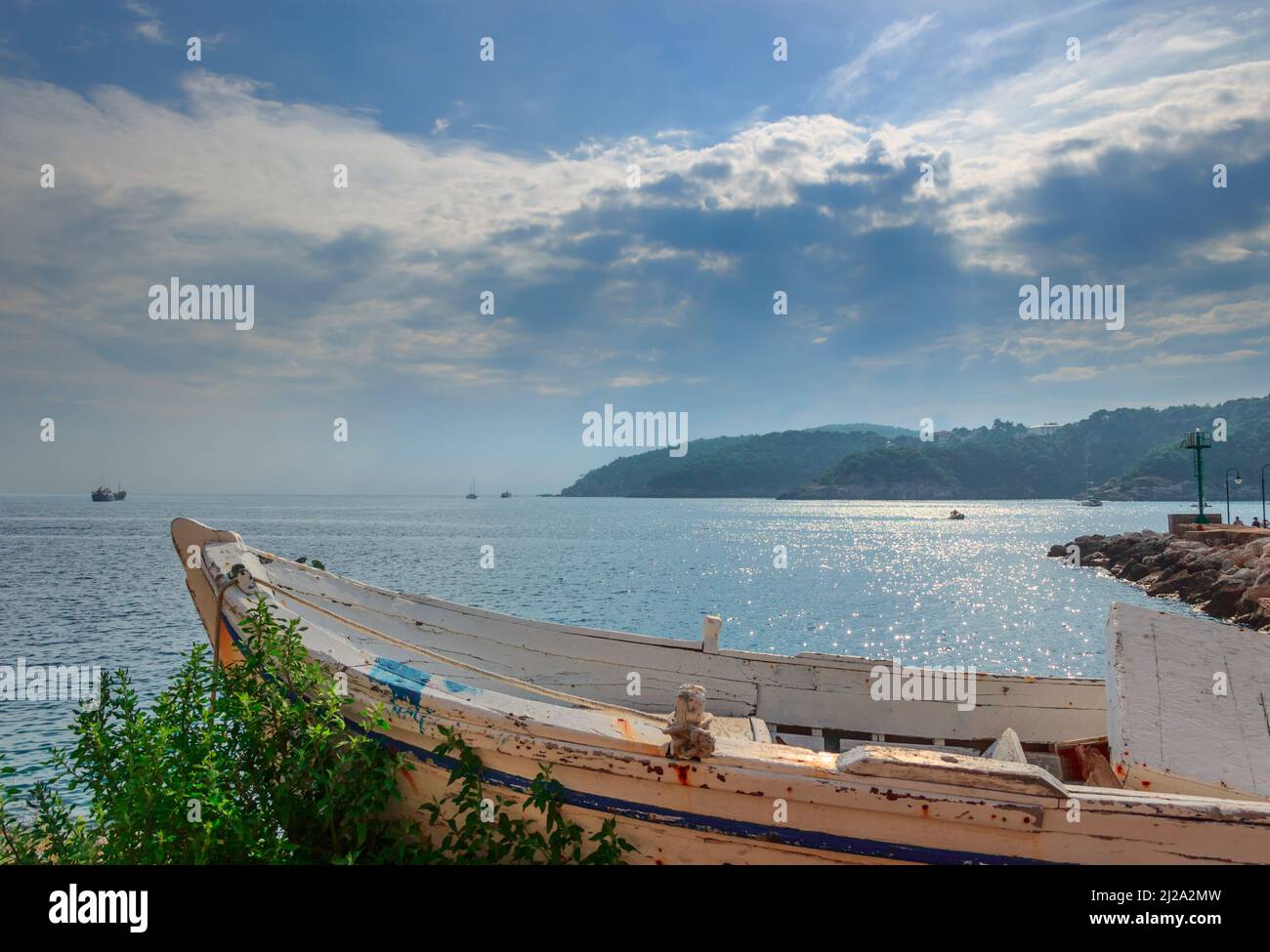 Summertime.Tremiti Islands'archipelago,Italian Pearls of the Adriatic Sea.Views of San Domino islands  from the port. Stock Photo