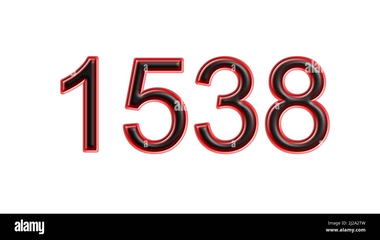 red 1538 number 3d effect white background Stock Photo