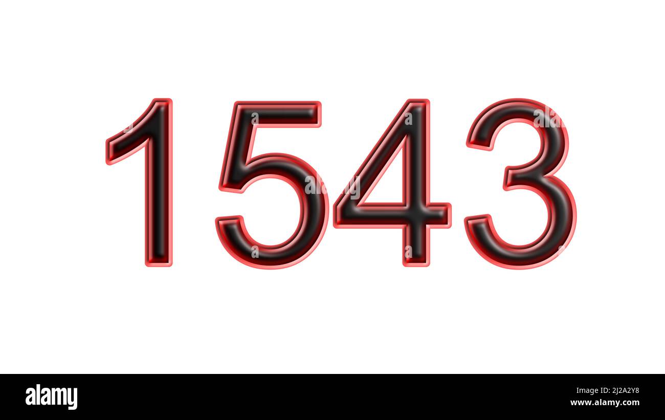 red 1543 number 3d effect white background Stock Photo - Alamy
