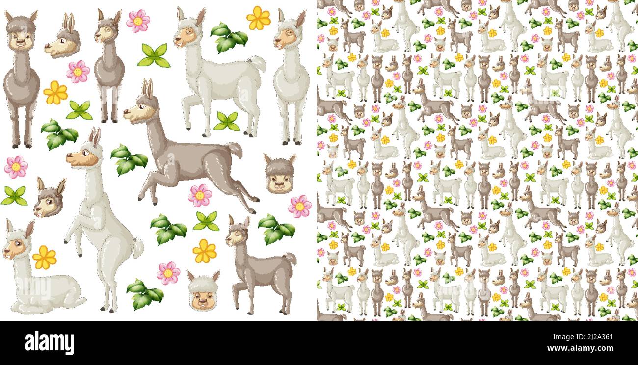 Cute animals cartoon seamless background illustration Stock Vector ...