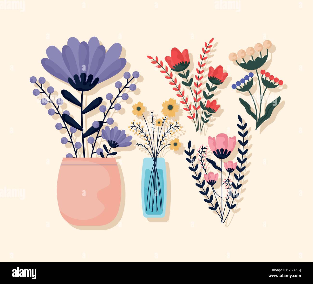 flowers bouquets bundle Stock Vector Image & Art - Alamy