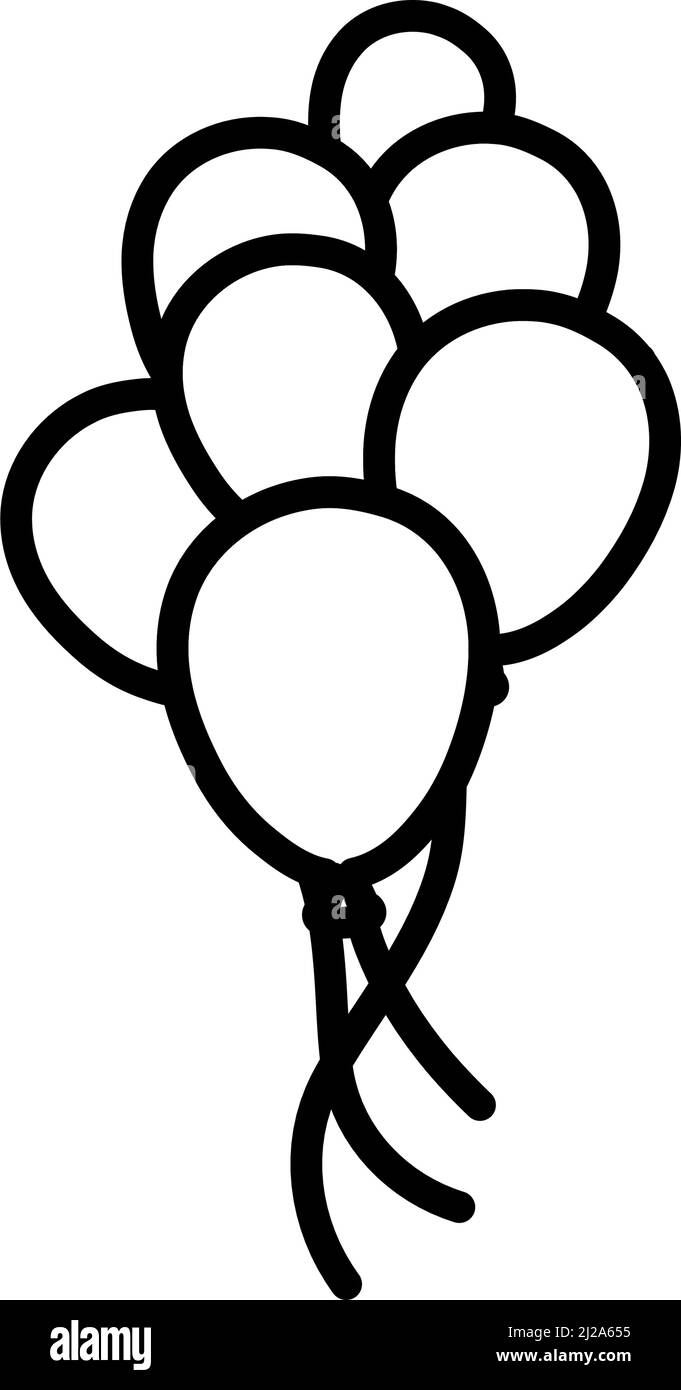 Party Balloons And Stars Icon. Bold outline design with editable stroke