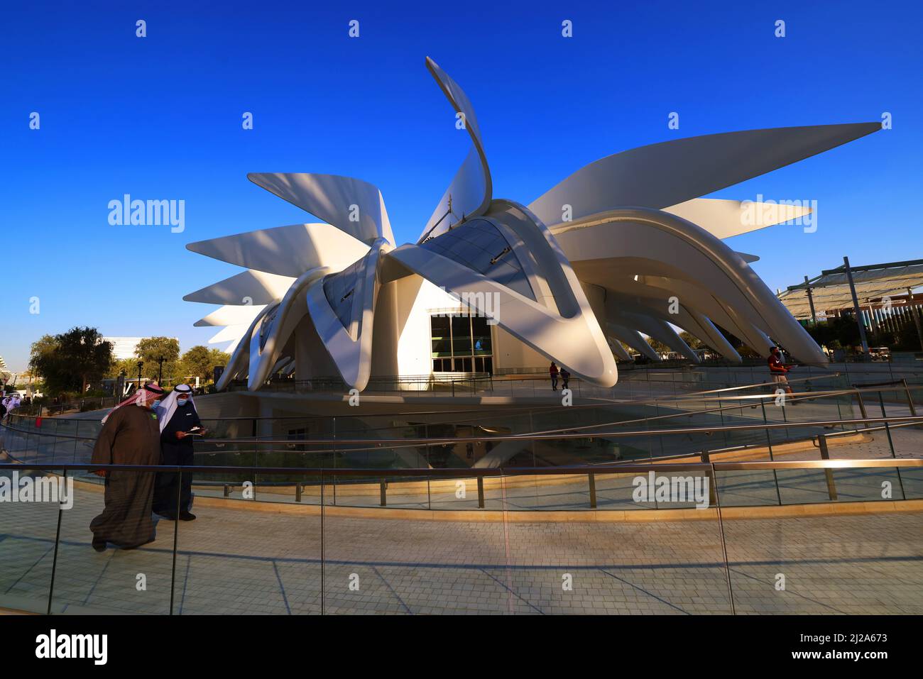 Dubai Expo, Weltausstellung, Architektur, Kunst Calatravas Falke ist ein Meisterwerk der Baukunst und modernen Architektur Stock Photo