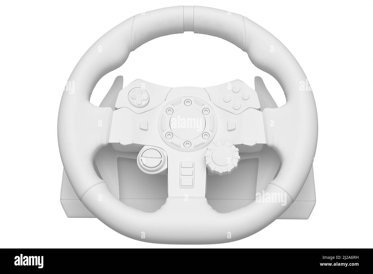 Realistic leather steering wheel isolated on a white monochrome