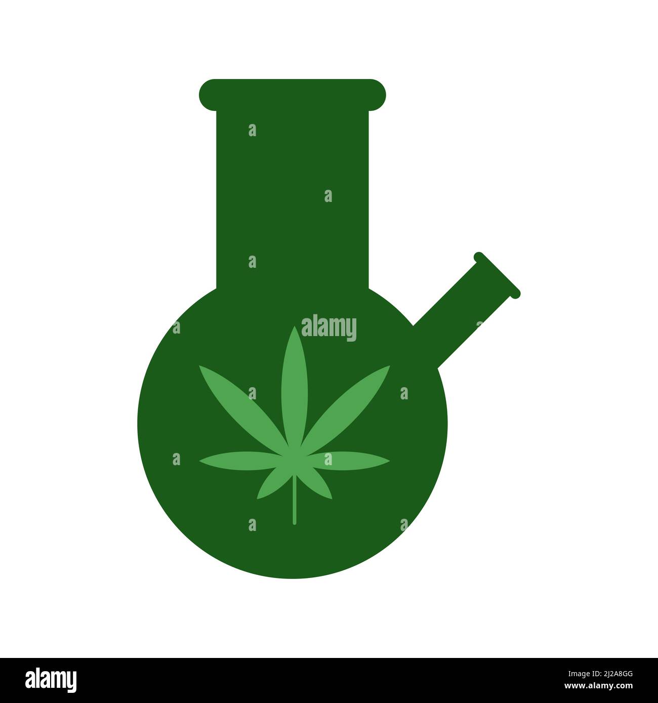 Glass Water pipe with Marijuana bud on white background Stock